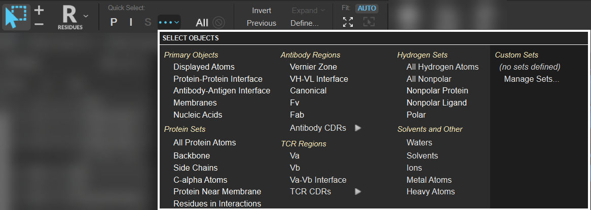 A clickable screenshot of the selection tools in Maestro's main toolbar