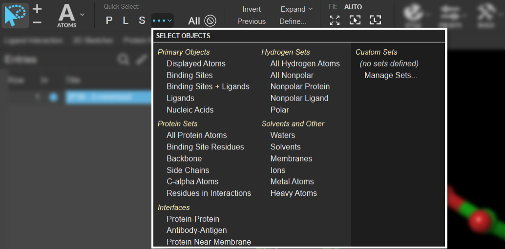 A clickable screenshot of the selection tools in Maestro's main toolbar